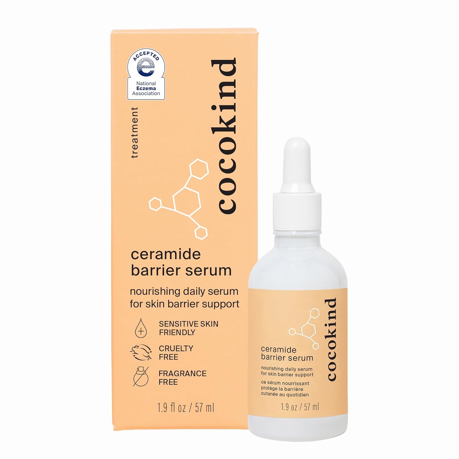 Cocokind Ceramide Barrier Serum, Hydrating Serum To Reduce Dryness, All Skin Types Including Sensitive Skin, Fragrance Free, Cruelty Free, 1 Fl Oz