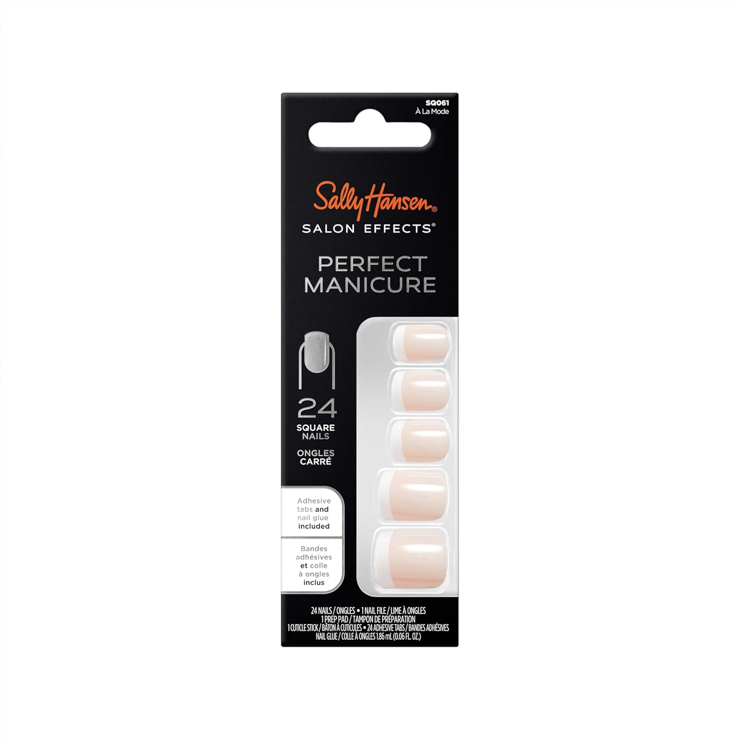 Sally Hansen Salon Effects® Perfect Manicure, À La Mode, Press On Nails, Square Shaped, Non-Damaging Adhesive Tabs, File, And Alcohol Pad Included