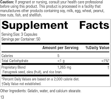 Standard Process Fen-Gre - With Rice Bran, Okra Fruit, And Fenugreek - 150 Capsules