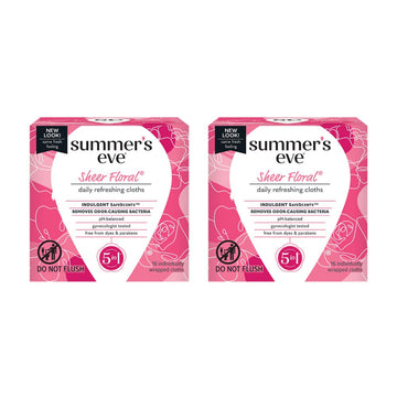 Summers Eve Sheer Floral Cleansing Cloths, Individually Wrapped, 16-Count (2-Pack)