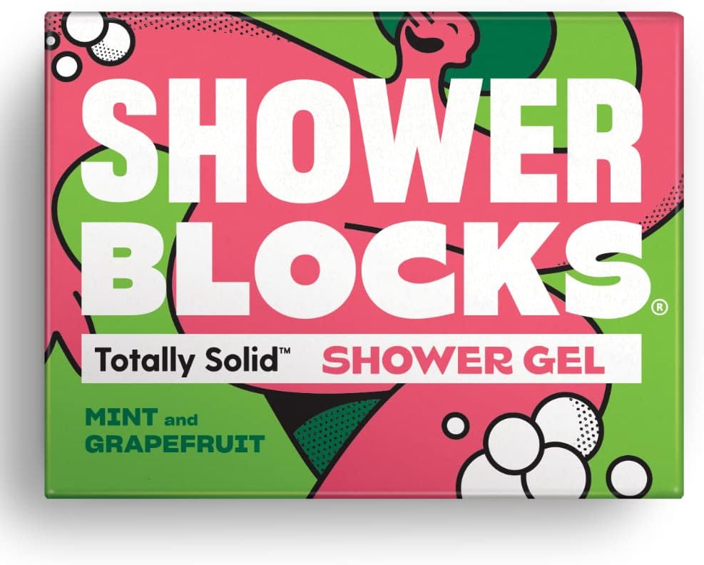 Shower Blocks - Mint & Grapefruit Solid Shower Gel | Plastic, Cruelty And Paraben Free | Vegan | Moisturising Body Soap For The Shower