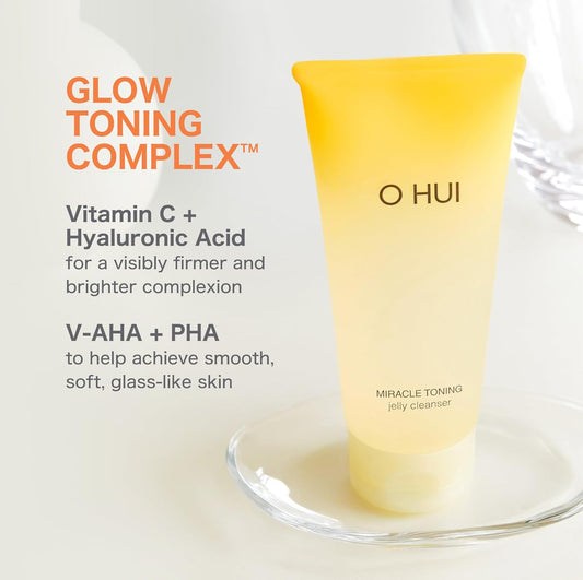 O Hui Miracle Toning Jelly Cleanser | Gentle Cleanser Face Wash | Hyaluronic Acid, Vitamin C, Aha, Pha, Glycerin | Facial Cleanser | Glowing Skin | Dullness | Korean Skin Care