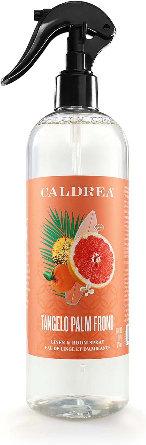 Caldrea Linen And Room Spray Air Freshener, Made With Essential Oils, Plant-Derived And Other Thoughtfully Chosen Ingredients, Tangelo Palm Frond Scent, 16 Fl Oz