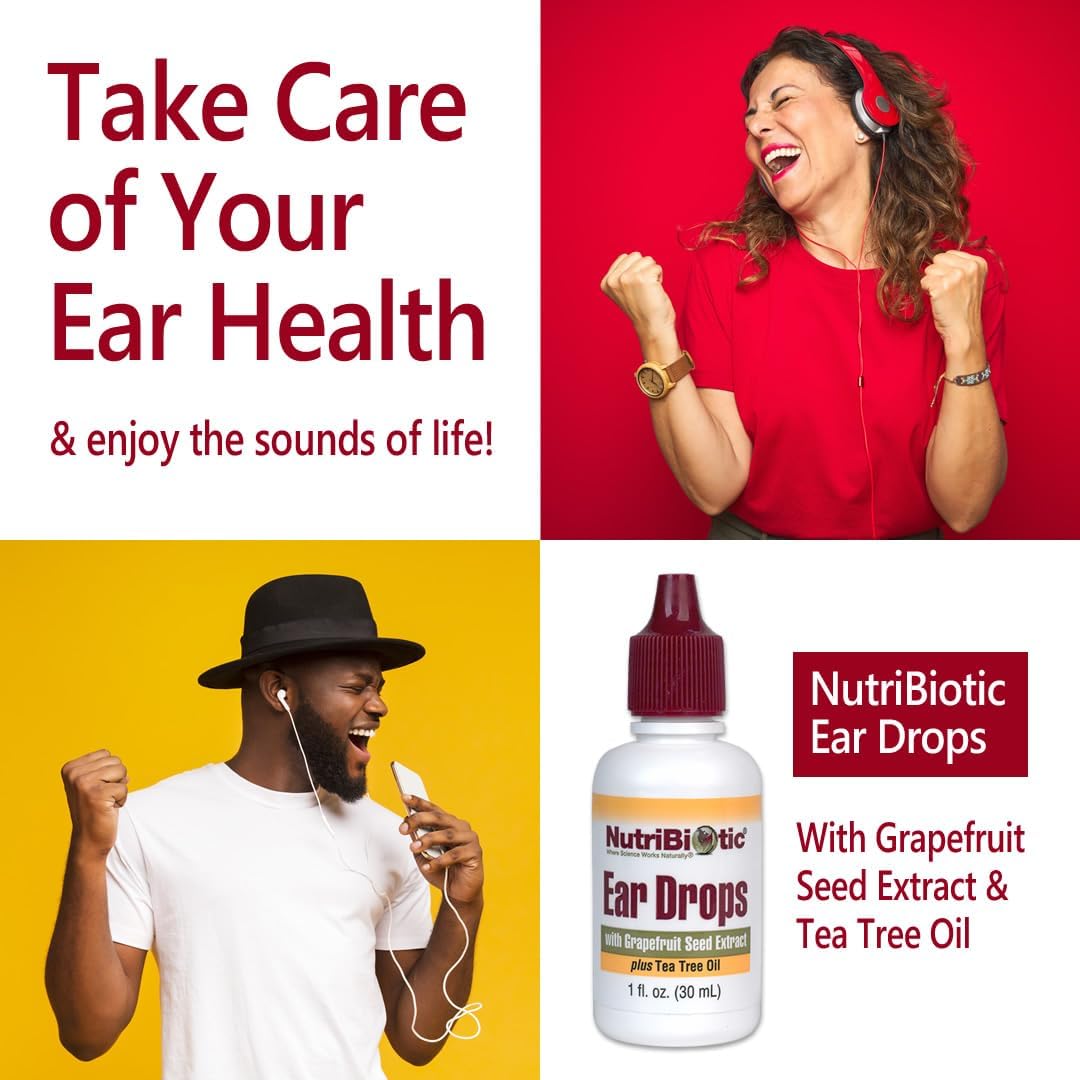 NutriBiotic – Ear Drops, 1 Fl Oz | Gentle & Soothing Ear Support with Grapefruit Seed Extract & Tea Tree Oil | Vegan | Non-Medicated | Made without GMOs & Gluten : Health & Household