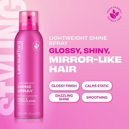 Lee Stafford Shine Hair Spray | Styling Collection - Lightweight Smoothing Gloss Mist For Shiny, Anti Frizz Static Hair, Humidity Control & Protect From Heat, For Men & Women, 200 Ml