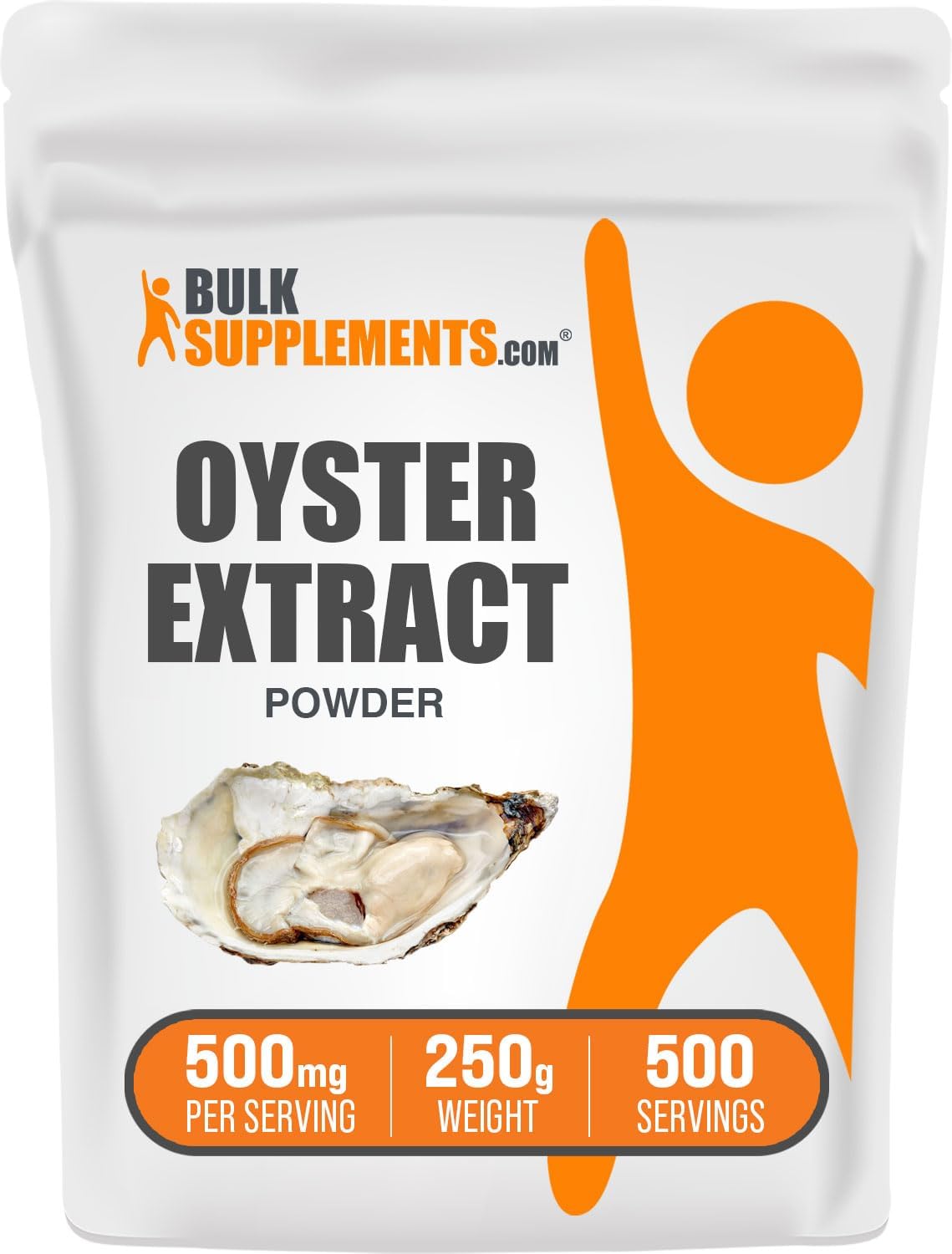 Bulksupplements.Com Oyster Extract Powder - Oyster Supplement, From Whole Oyster Shells, Oyster Powder - Gluten Free, 500Mg Per Serving, 250G (8.8 Oz) (Pack Of 1)