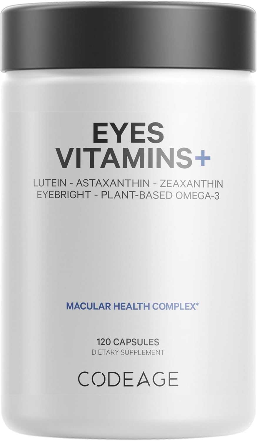 Codeage Eyes Vitamins - Areds 2 Vitamins Formula Supplement - Astaxanthin, Lutein, Zeaxanthin, Meso-Zeaxanthin, Zinc, Phospholipids, Marigold, Eyebright - Eye Health - Vegan, Non-Gmo - 120 Capsules