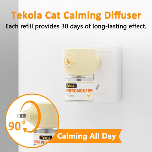 Cat Calming Diffuser Anxiety Relief Cat Pheromones Calming Diffuser 2-in-1 30 Days Refill Cat Pheromone Diffuser to Reduce Cat Fighting, Spraying & Scratching 48ml (1.6 l.oz.)