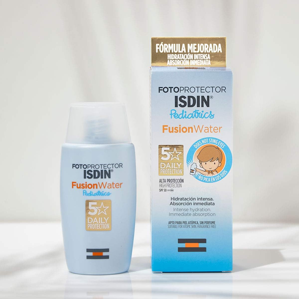 ISDIN Pediatrics Fusion Water SPF 50 50ml | Facial sun cream for kids | Ultra-light texture | Does not sting eyes | Suitable for all skin types : Amazon.co.uk: Beauty