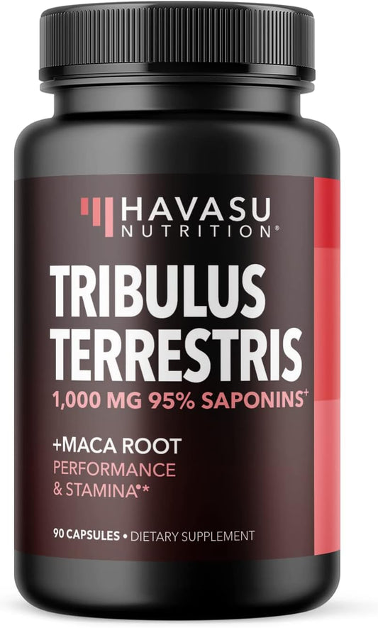 Tribulus Terrestris Extract with Maca Root Powder for Enhanced Male Vitality, Performance and Stamina | Tribulus Terrestris for Men 1,000 mg Supports Energy for Both The Gym and Bedroom | 90 Capsules