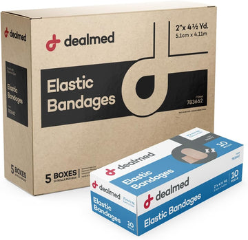 Dealmed 2" Elastic Bandage Wrap With Clip Closure – 50 Elastic Bandages, 4.5 Yards Stretched Compression Bandage Wrap, Wound Care Product For First Aid Kit And Medical Facilities