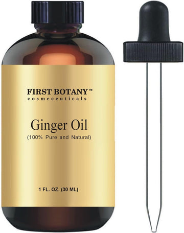 First Botany, 100% Pure Ginger Essential Oil - Premium Ginger Oil For Aromatherapy, Massage, Topical & Household Uses - 1 Fl Oz (Ginger)