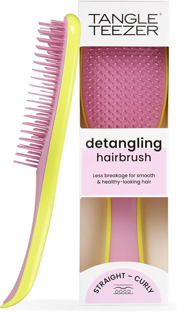 Tangle Teezer Ultimate Detangler Hairbrush - For Wet & Dry Hair - Detangling Brush For All Hair Types - Two-Tiered Teeth Reduce Breakage & Eliminate Knots - Hyper Yellow & Rosebud Pink
