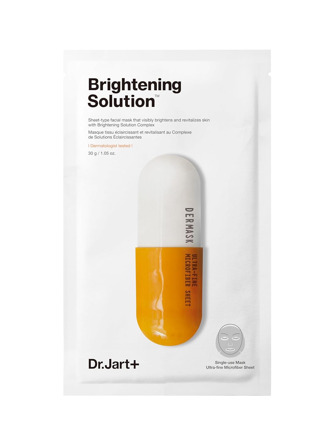 Dr.Jart+ Dermask Micro Jet Brightening Solution Face Mask | Sheet Mask | Korean Skin Care, 1.06 Ounce