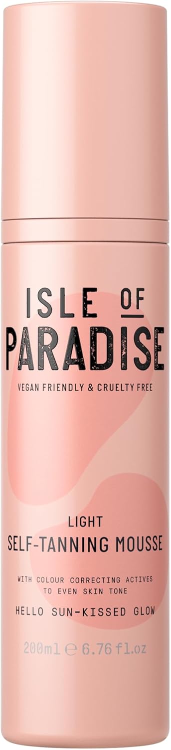 Isle Of Paradise Self Tan Mousse, Light (200 Ml) Self Tanning Foam, Natural Ingredients & Vegan (Packaging May Vary)