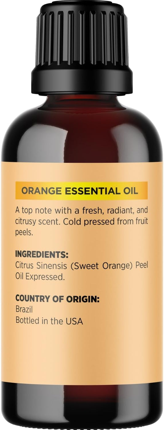 Pure Sweet Orange Essential Oil - Cold Pressed Orange Oil Essential for Diffuser Humidifier and Skin Use - Aromatherapy Diffuser Oil and Cleansing Citrus Essential Oil for Hair Skin and Nails