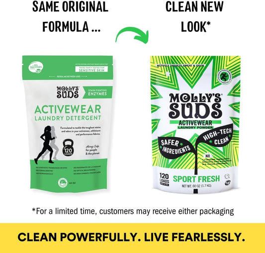Molly'S Suds Active Wear Laundry Detergent | Natural Extra Strength Laundry Powder, Stain Fighting For Performance Fabrics And Sensitive Skin | 120 Loads