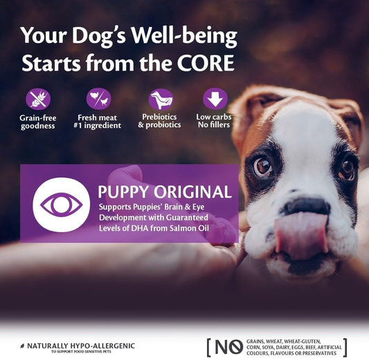 Wellness CORE Puppy Original, Dry Puppy Food, Puppy Food Dry for Small and Medium Sized Puppies, Grain Free, High Meat Content, Turkey & Chicken, 10 kg?10773