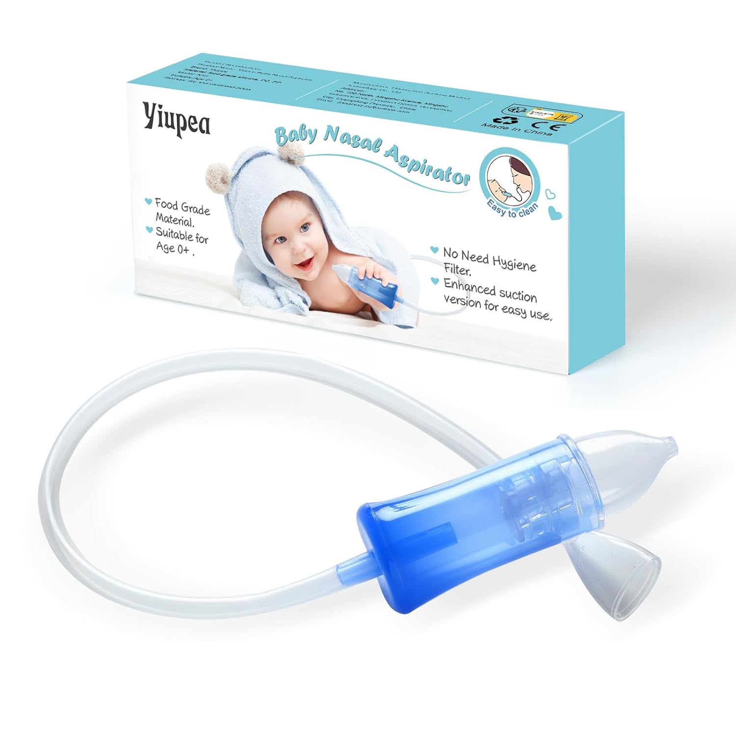 Baby Nasal Aspirator & No Need Hygiene Filter, Baby Shower Gift,Reusable Nose Cleaner with Storage Case and Cleaning Brush, Soft Silicone Tips& Increased Suction Version, Easy to Use and Clean
