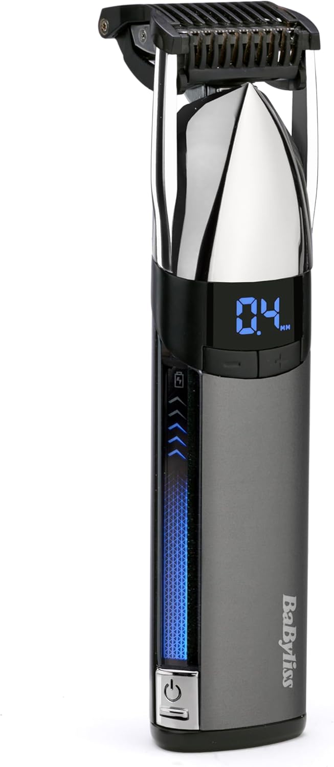 Babyliss Super X-Metal Stubble And Beard Trimmer, Ultra Precision, 24 Length Settings, Cordless And Waterproof, Gifts For Men, Silver