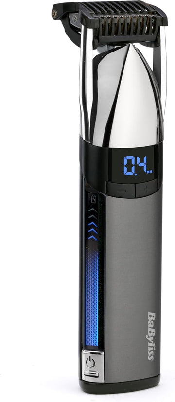 Babyliss Super X-Metal Stubble And Beard Trimmer, Ultra Precision, 24 Length Settings, Cordless And Waterproof, Gifts For Men, Silver