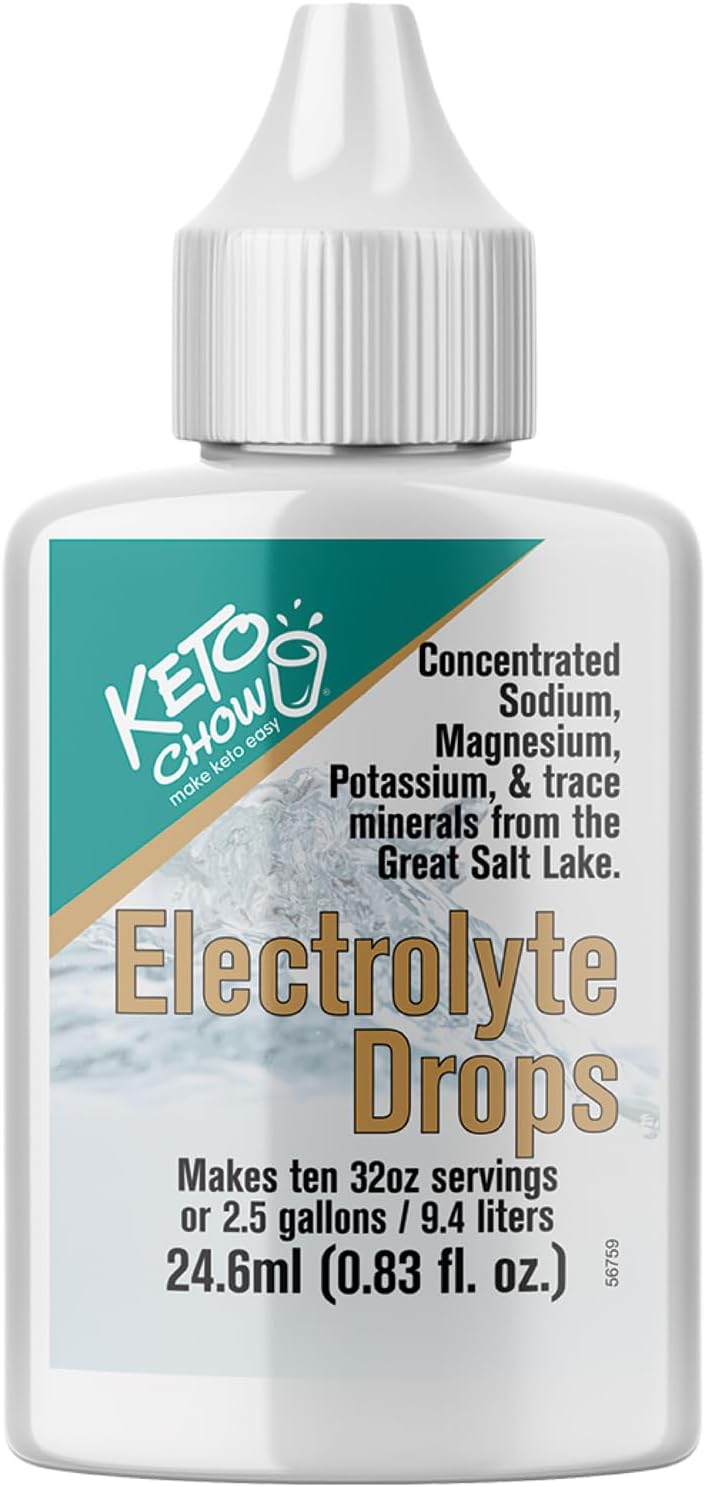 Keto Chow - Electrolyte Hydration Drops - Keto Diets & Intermittent Fasting - Immune Support - Gluten & Sugar Free - Paleo - Sodium, Magnesium, Potassium & Trace Minerals - Unflavored - .83 Fl Oz