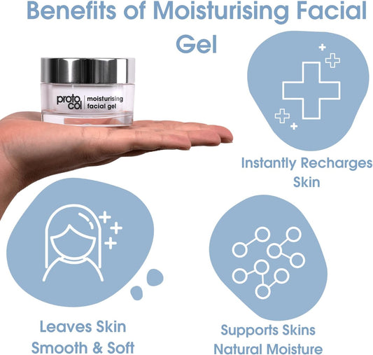 Proto-Col - Collagen Gel, Moisturiser For Facial And Skin Hydration, Ultra Light Oil Free Formula For Results In 2 Hours, Made With Hyaluronic Acid, Vitamins A, C And E (50Ml)