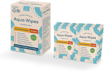 Aqua Wipes Gentle Eyelid & Lash Wipes - Sterile Biodegradable Eyelid Wipes With Soothing Camomile - Unscented - Suitable For Adults, Children And Babies Including Newborns (20 Single-Use Wipes)