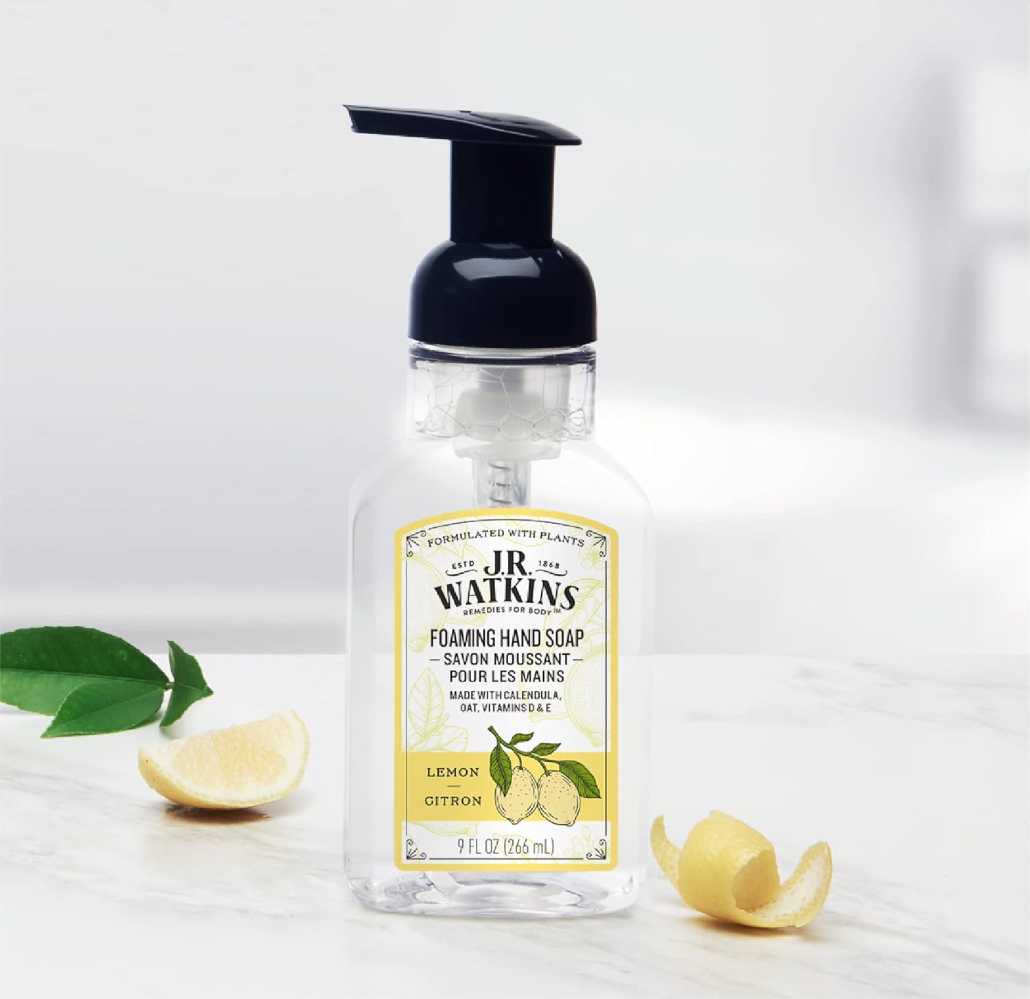 J.R. Watkins Foaming Hand Soap with Pump Dispenser, Moisturizing Foam Hand Wash, All Natural, Alcohol-Free, Cruelty-Free, USA Made, Lemon, 9 fl oz, 3 Pack : Beauty & Personal Care