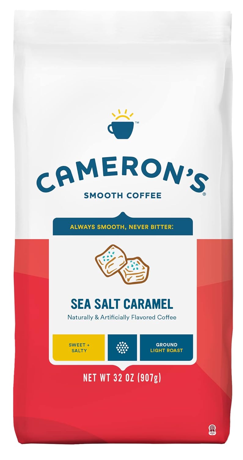 Cameron's Coffee Roasted Ground Coffee Bag, Flavored, Sea Salt Caramel, 32 Ounce, (Pack of 1)