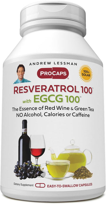 Andrew Lessman Resveratrol-100 Egcg 100Mg - 360 Capsules - Two Naturally Occurring Anti-Oxidants, Without Alcohol Or Caffeine