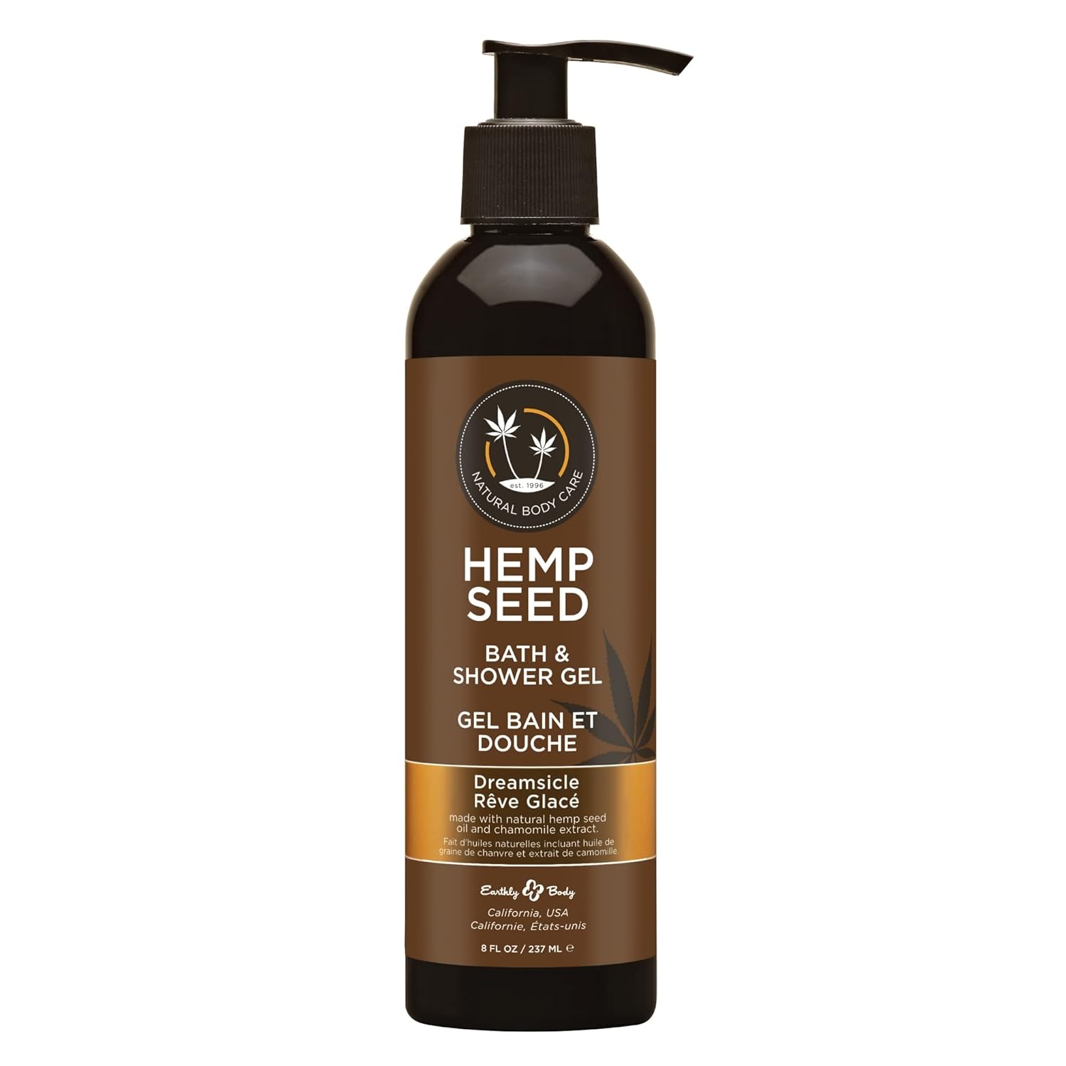 Hemp Seed Bath & Shower Gel - 8 Oz - Moisturizing Formula With Hemp Seed Oil, Chamomile & Hydrolyzed Wheat Protein - Vegan, Cruelty Free