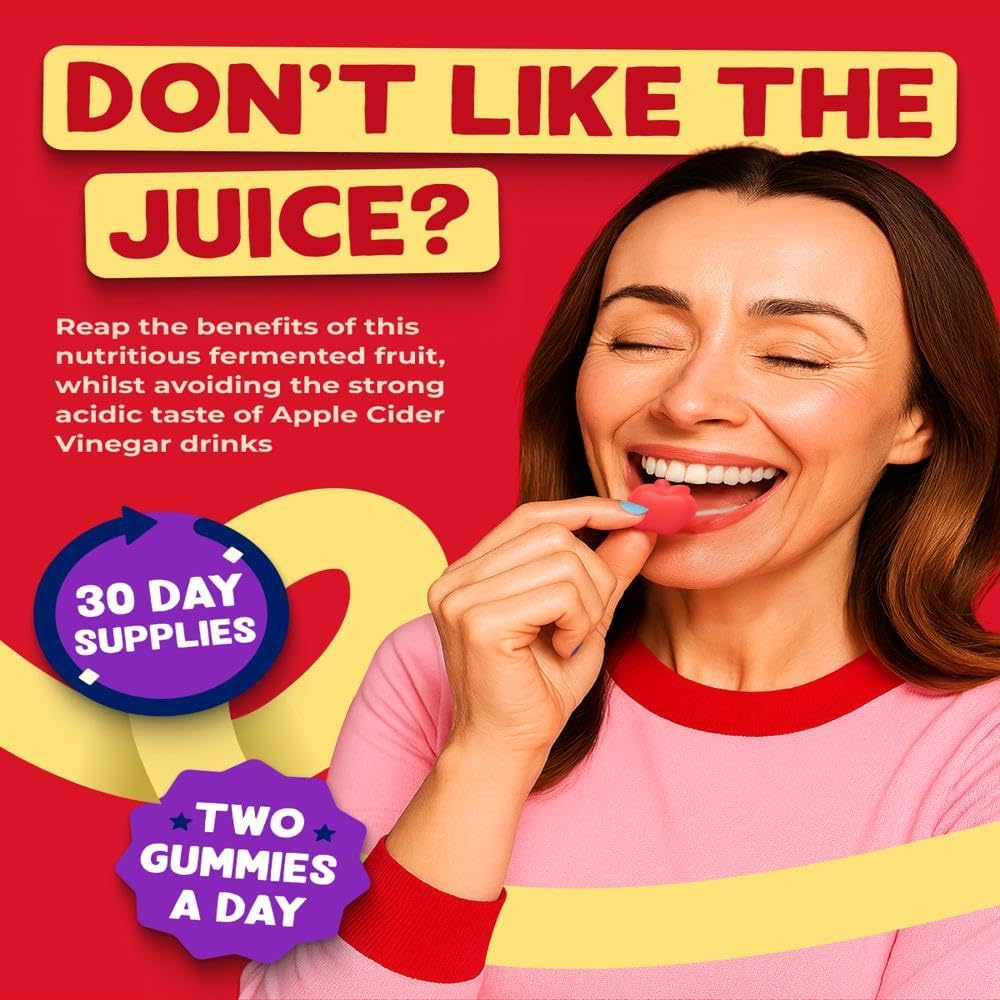 Vitawell Apple Cider Vinegar Gummies - 1000mg with The Mother | Complex Formula - B12 + Folic Acid + Beetroot Extract | 60 Vegan Flavoured Gummies | Digestive Health and Metabolism Support : Amazon.co.uk: Health & Personal Care