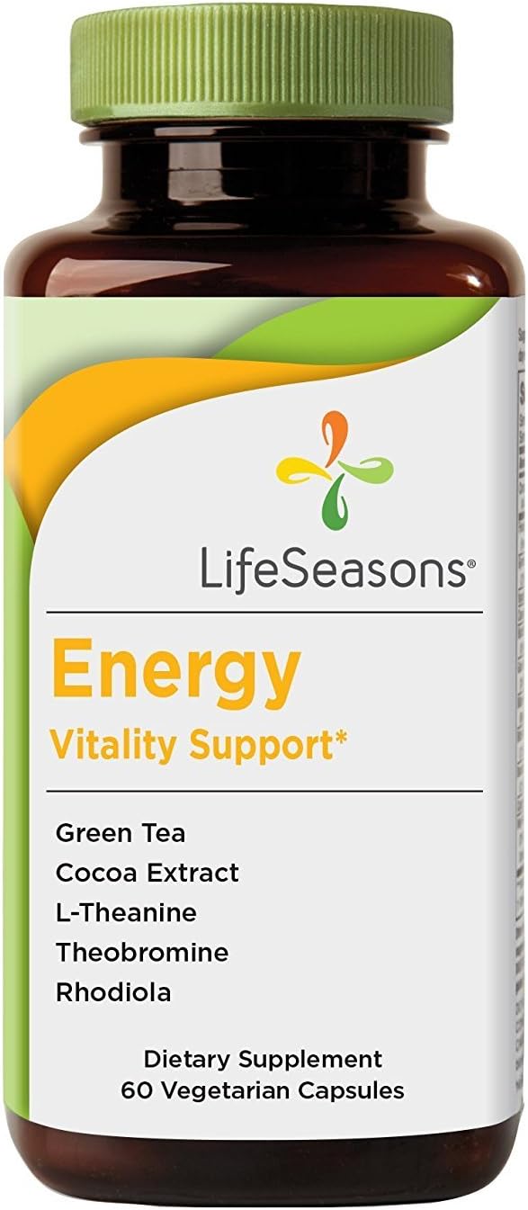 LifeSeasons - Energy - Energy Booster for Physical and Cognitive Strength - No Jitters - Support Stamina - Contains Green Tea and L-Theanine - 60 Count (Pack of 1)