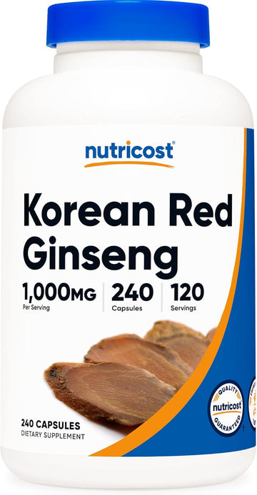 Nutricost Korean Ginseng 500mg, 240 Capsules - 1000mg Extra Strength Serving Size - Korean Red Ginseng - Gluten Free & Non-GMO