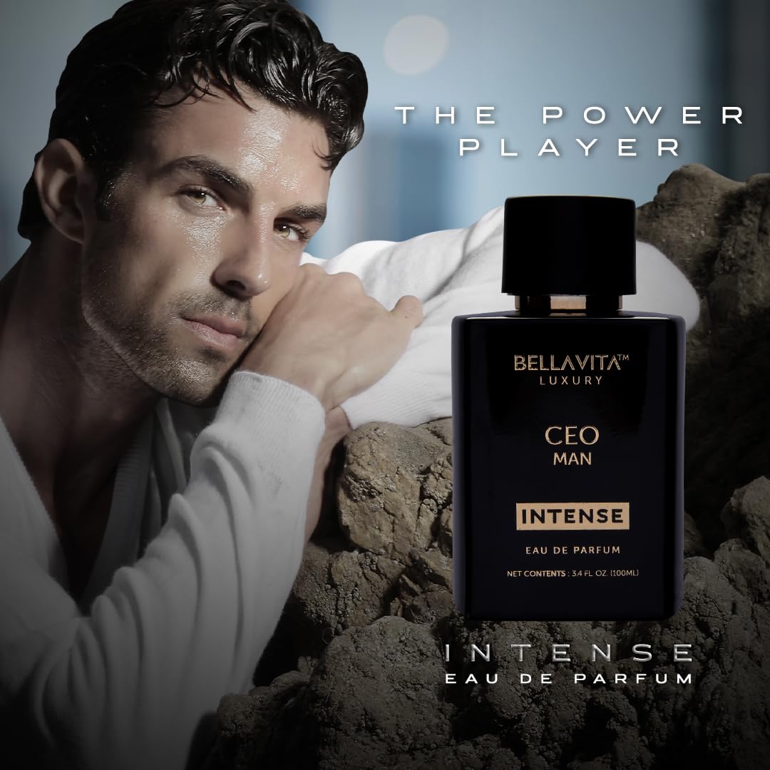 Bellavita Luxury Ceo Man Intense Eau De Perfume For Men (3.4 Fl.Oz) | Long-Lasting Mens Cologne With Bergamot, Lavender, Orchid & Musk | Bold & Woody Gift Perfume Cologne For Men | Vegan Ceo Fragrance : Beauty & Personal Care