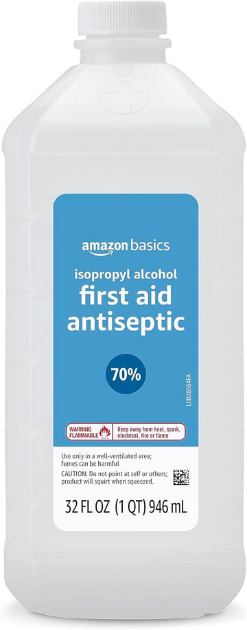 Amazon Basics 70% Isopropyl Alcohol First Aid Antiseptic For Treatment Of Minor Cuts And Scrapes, Unscented, 32 Fl Oz (Pack Of 1) (Previously Solimo)