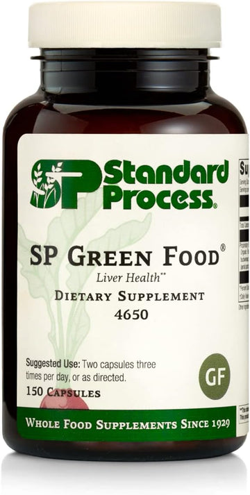 Standard Process Sp Green Food - Whole Food Metabolism, Cholesterol, Toxin, And Liver Support With Alfalfa, Buckwheat, Barley, Brussels Sprouts, And Kale - Vegetarian, Gluten Free - 150 Capsules