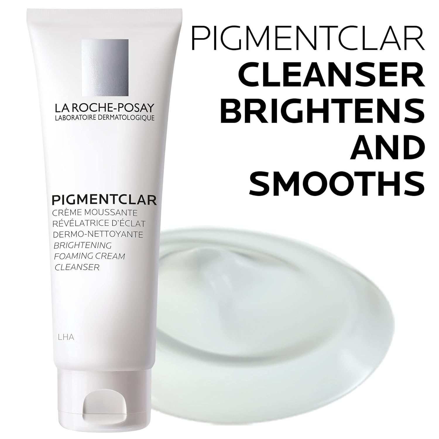 La Roche-Posay Pigmentclar Brightening Face Cleanser, Exfoliating Face Wash with LHAs, Dark Spot Remover and Skin Tone Brightening, Fragrance Free Foaming Cream Cleanser (Pack of 1) : Beauty & Personal Care