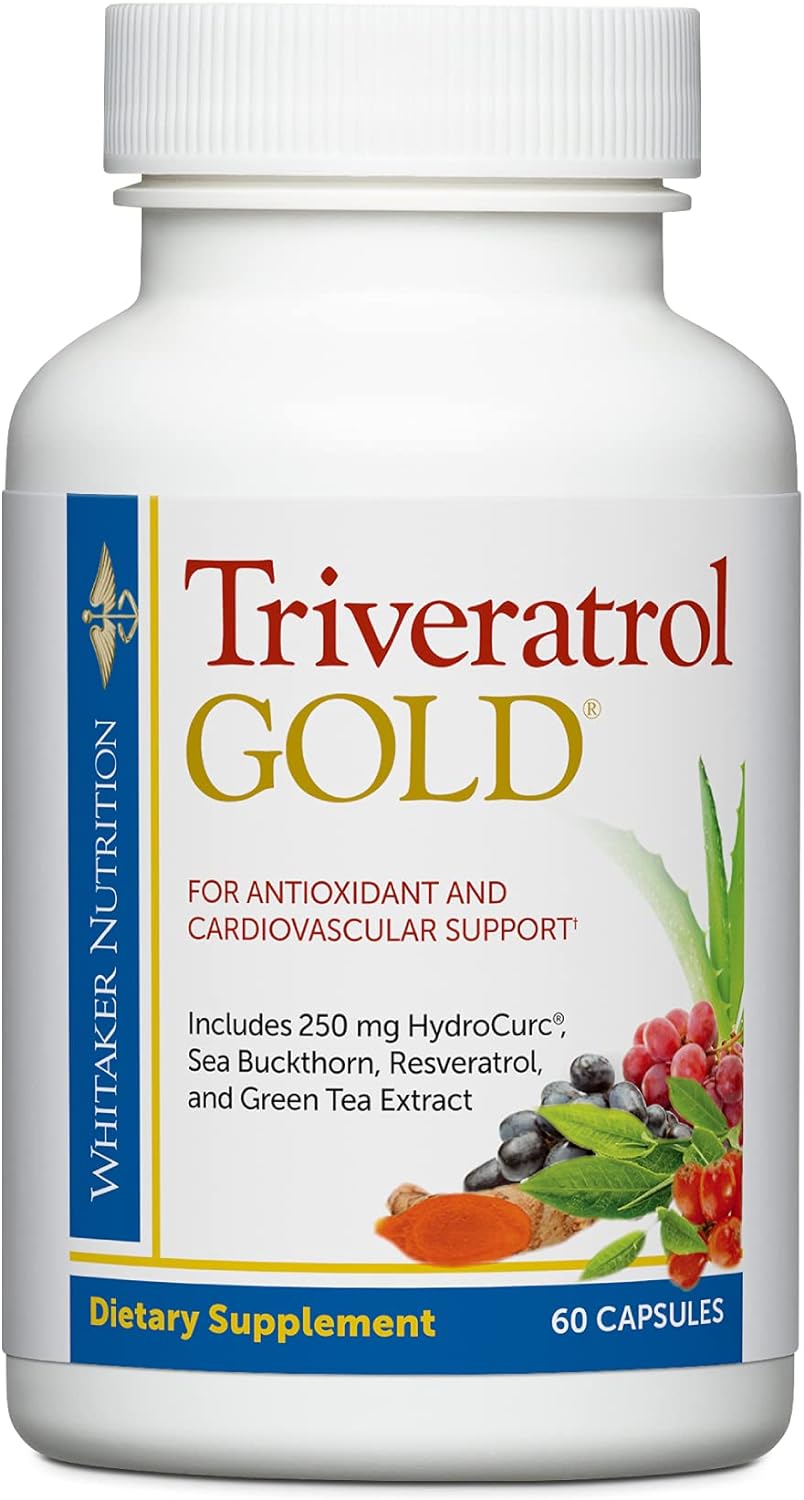 Dr. Whitaker Triveratrol Gold  Healthy Aging Supplement With Resveratrol & Extracts Of Aloe Vera, Green Tea, And Turmeric  Provides Antioxidant & Cardiovascular Support (60 Capsules)