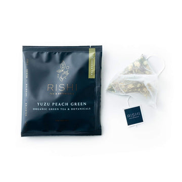 Rishi Tea Yuzu Peach Green Tea - Organic Loose Leaf Tea Green & Herbal Tea Blend, Naturally Sweet Tea & Low Caffeine, Ideal For Hot Or Iced Tea - 50 Count