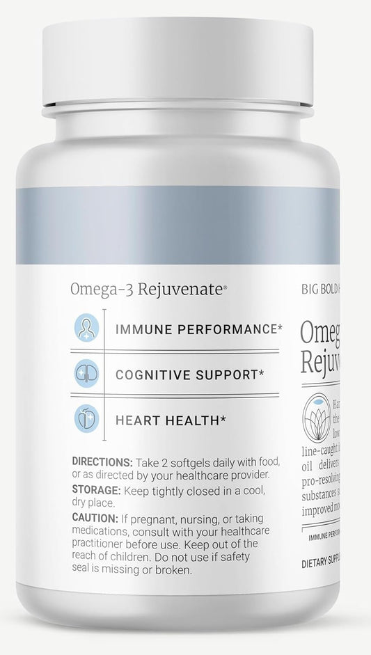 2 Month Supply - Omega-3 Rejuvenate Fish Oil Supplement, Wild Alaskan Cod And Sockeye Salmon Fish Oil, Lemon Flavor —Omega-3 Fatty Acids With Epa, Dha, & Dpa— 120 Softgels