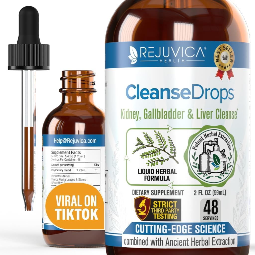 Cleanse Drops - Advanced Kidney & Gallbladder Cleanse Support Supplement - Liquid Delivery For Better Absorption - Chanca Piedra Used In Amazonian Rainforest