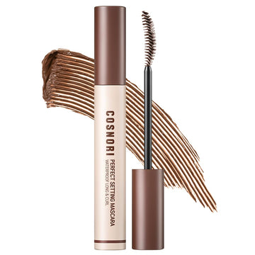 Cosnori Perfect Waterproof Mascara Long&Curl 02 Cozy Brown – Long-Lasting Smudge - Brown Mascara - Korea Waterproof Mascara, Long Lash, Strong Fixing, Silk Amino Acids - 0.23Fl Oz (7Ml)