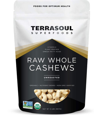 Terrasoul Superfoods Organic Raw Cashews, 2 Lbs, Premium Quality For Snacking, Baking, And Culinary Creations