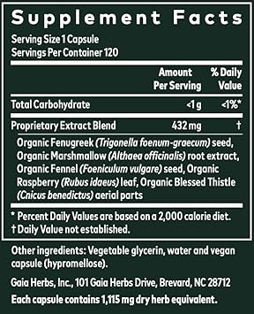 Gaia Herbs Lactation Support, Vegan Liq Capsules, 120 Count - Lactation Supplement for Breastfeeding Mothers, Supports Healthy Milk ow & Enhances Breast Milk Nutrition, PACKAGING MAY VARY