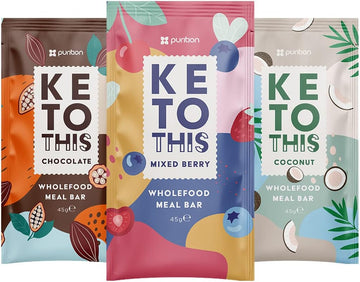 Purition Wholefood Keto Bars Chocolate, Mixed Berry And Coconut Flavour 3X4 Pack| Vegan & Keto Friendly | No Added Sugar | Premium Low Carb High Fat Keto Meal Bars With Only Natural Ingredients