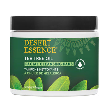 Desert Essene Daily Facial Cleansing Pads With Pure Australian Tea Tree, Witch Hazel, Calendula & Chamomile - Reduce Oil, Minimize Pores - Plant-Based Cleanser - Vegan, Non-Gmo, Cruelty-Free - 50 Pads