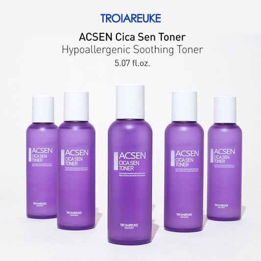 Troiareuke Acsen Cica Sen Toner - Hypoallergenic, Relieve & Ultra-Soothing Effect For Sensitive, Trouble Skin, High Cica Concentrated Formula