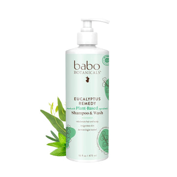 Babo Botanicals Eucalyptus Remedy Shampoo & Wash - Invigorating Eucalyptus & Rosemary Essential Oils -For All Ages - Ewg Verified - Vegan - Cruelty Free